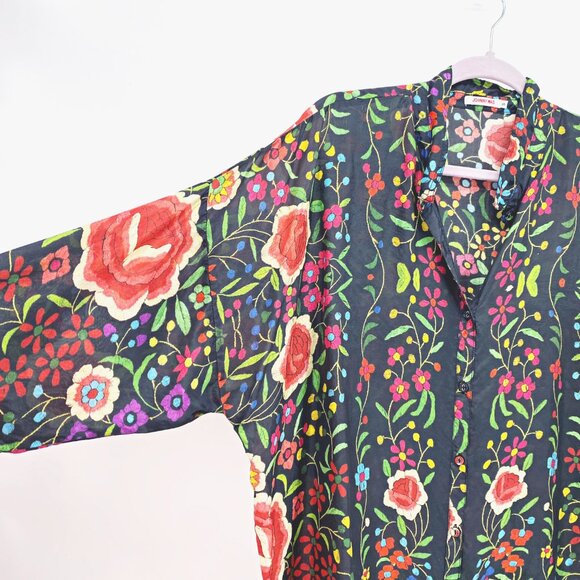 Johnny Was Emby 100% Silk Silk Floral Top - Picture 4 of 15